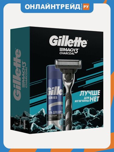 Изображение товара Подарочный набор Gillette Mach3 (бритва + гель для бритья, 200 мл)