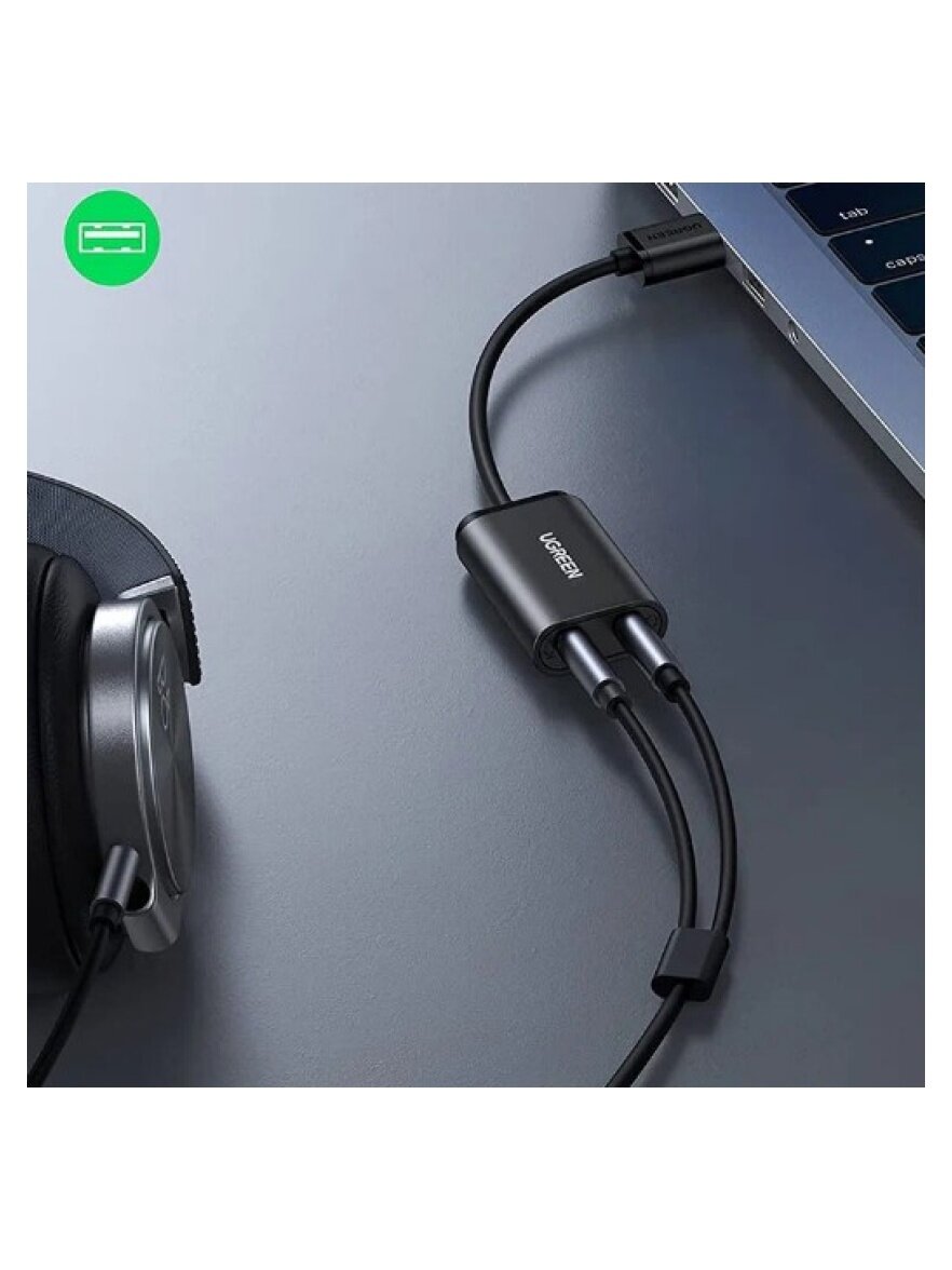 Адаптер-переходник Ugreen USB-A - AUX Jack 3.5 мм, черный(30724) — фото 1