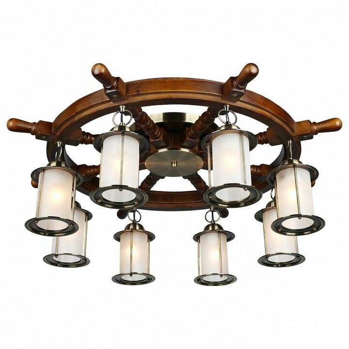 Люстра Omnilux Ferro OML-50307-08 цвет плафона подвески Белый, цвет арматуры Бронза, Коричневый