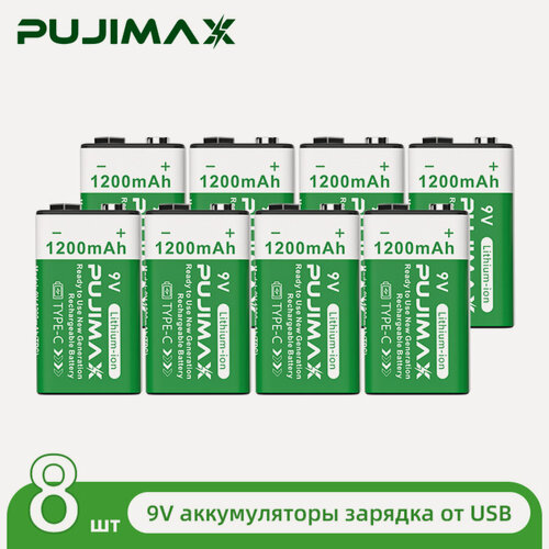 Изображение товара Аккумуляторная литий-ионная батарея PUJIMAX 1200 мАч 9 В, высокоемкая батарея постоянного напряжения.