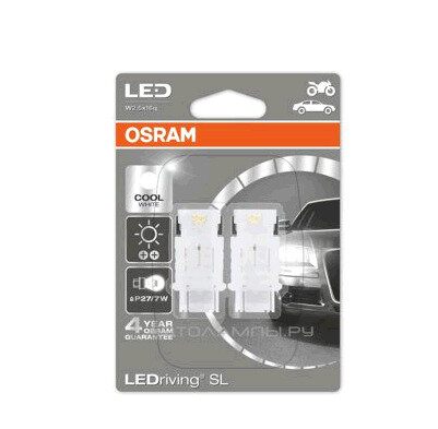 Лампа автомобильная P27/7W (W2.5x16q) LED (блистер, 2шт) 6000К 12V OSRAM