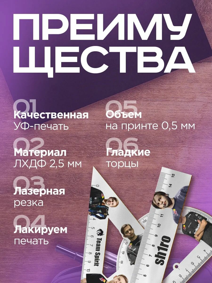 Линейка 15 см набор для школы, геометрии, team spirit sh1ro — фото 1