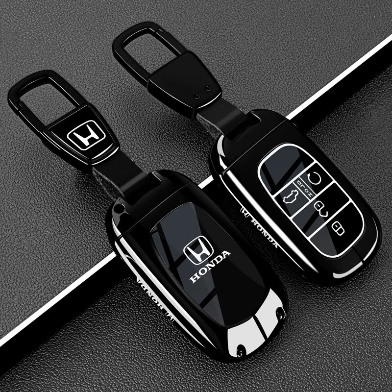Чехол для ключа Honda N-стиль с металлической застежкой для CR-V, Accord, Civic, HR-V - Премиум черный дизайн, 2017-2023