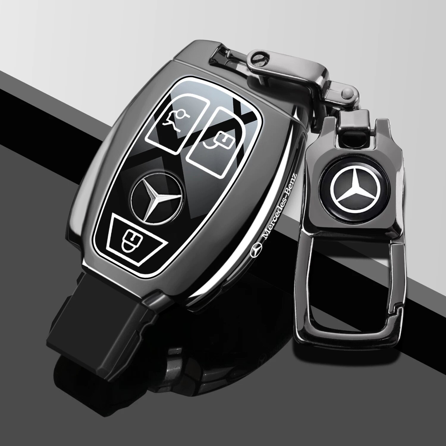 Ключевой браслет для Mercedes A-класса с глянцевым металлическим логотипом и металлическим креплением