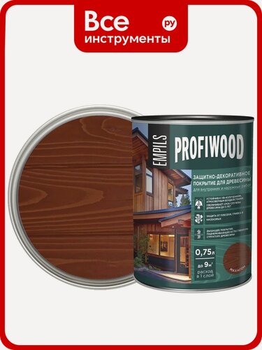 Изображение товара Защитно-декоративное покрытие для древесины PROFIWOOD (махагон; 0.75 л; 0.7 кг) 72626