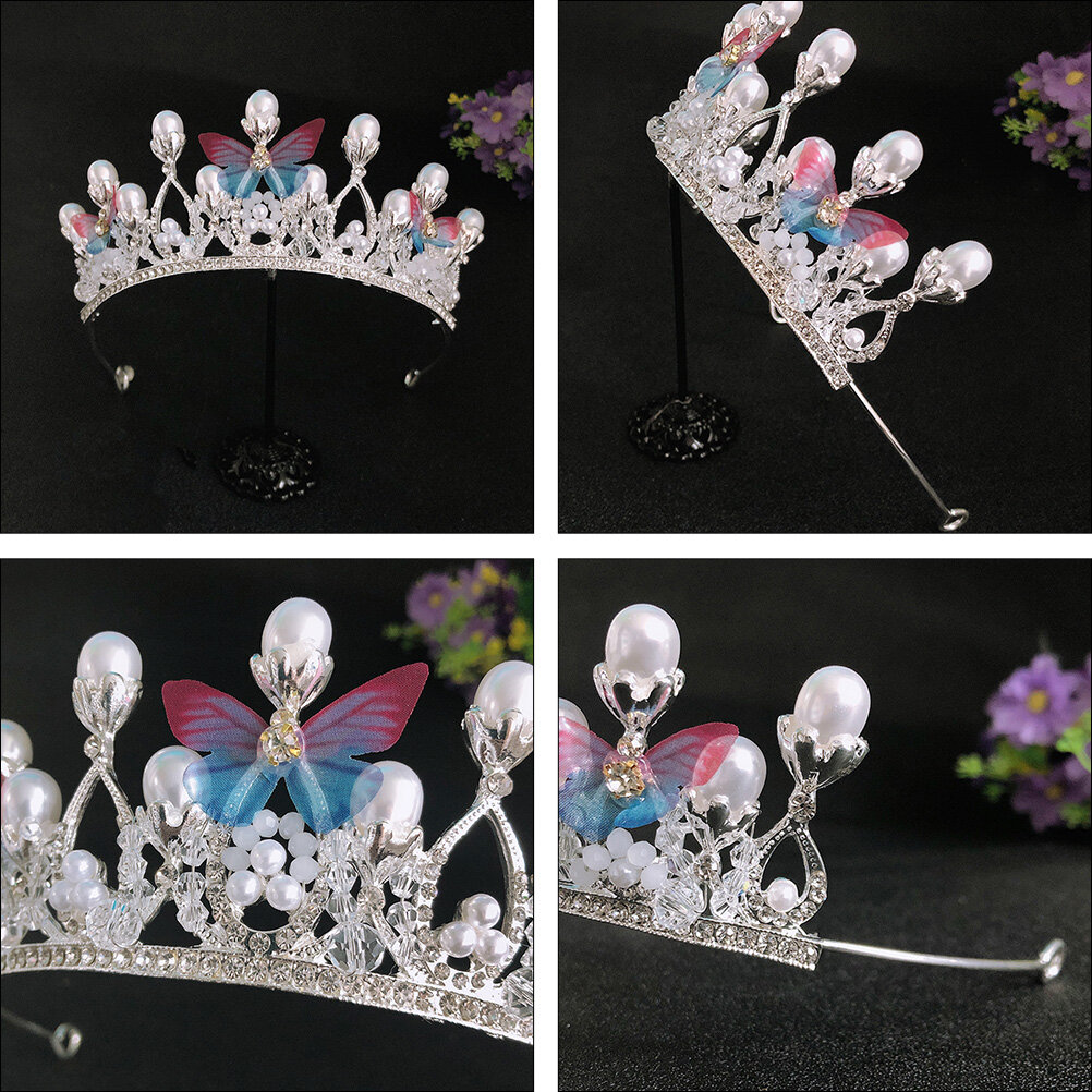 Красивый Коронный Ободок Для Девочек Серебряный 1 Шт Размер 12X12X6CM