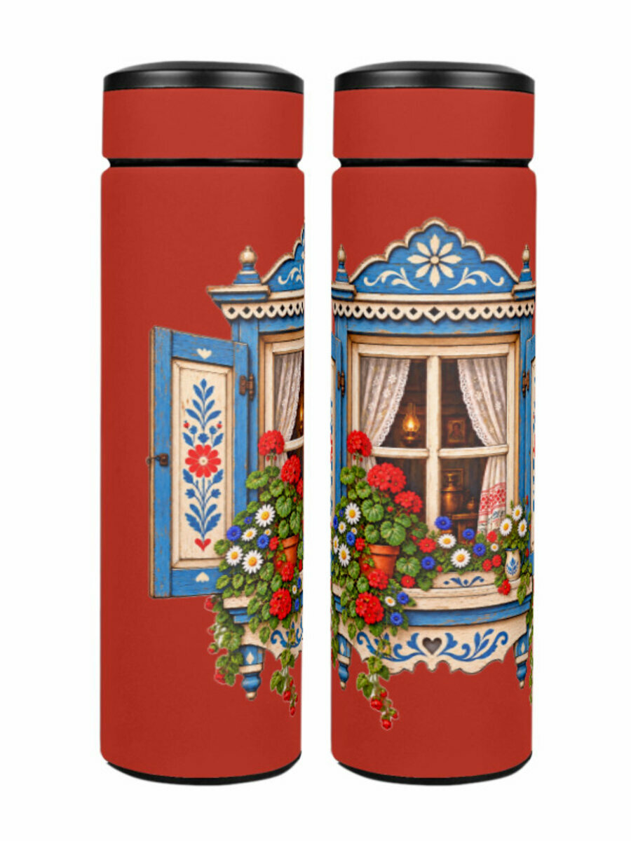 Термос «Русское окошко» (красный)