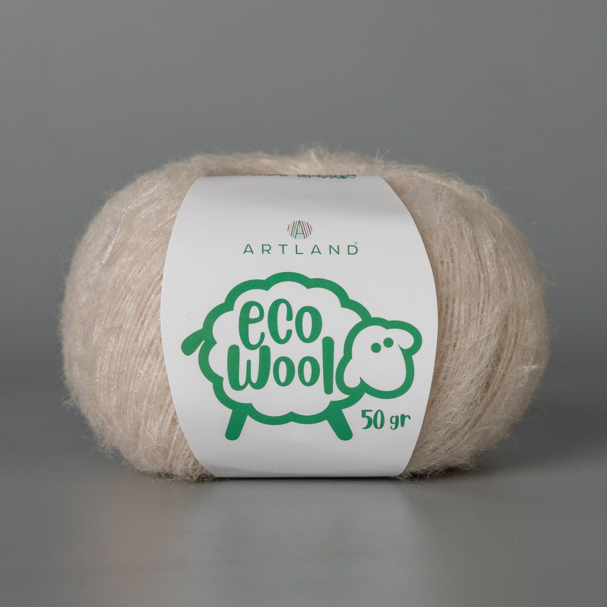 Пряжа для вязания Eco Wool Artland 1 моток (380 м, 50 гр), цвет 28 крем-брюле