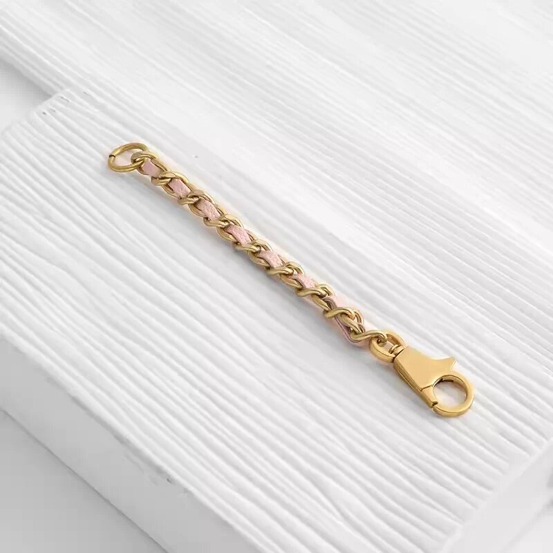 Замена цепочки сумки Chanel Coco Handle - Розовая кожа с золотым ободком, 15 см