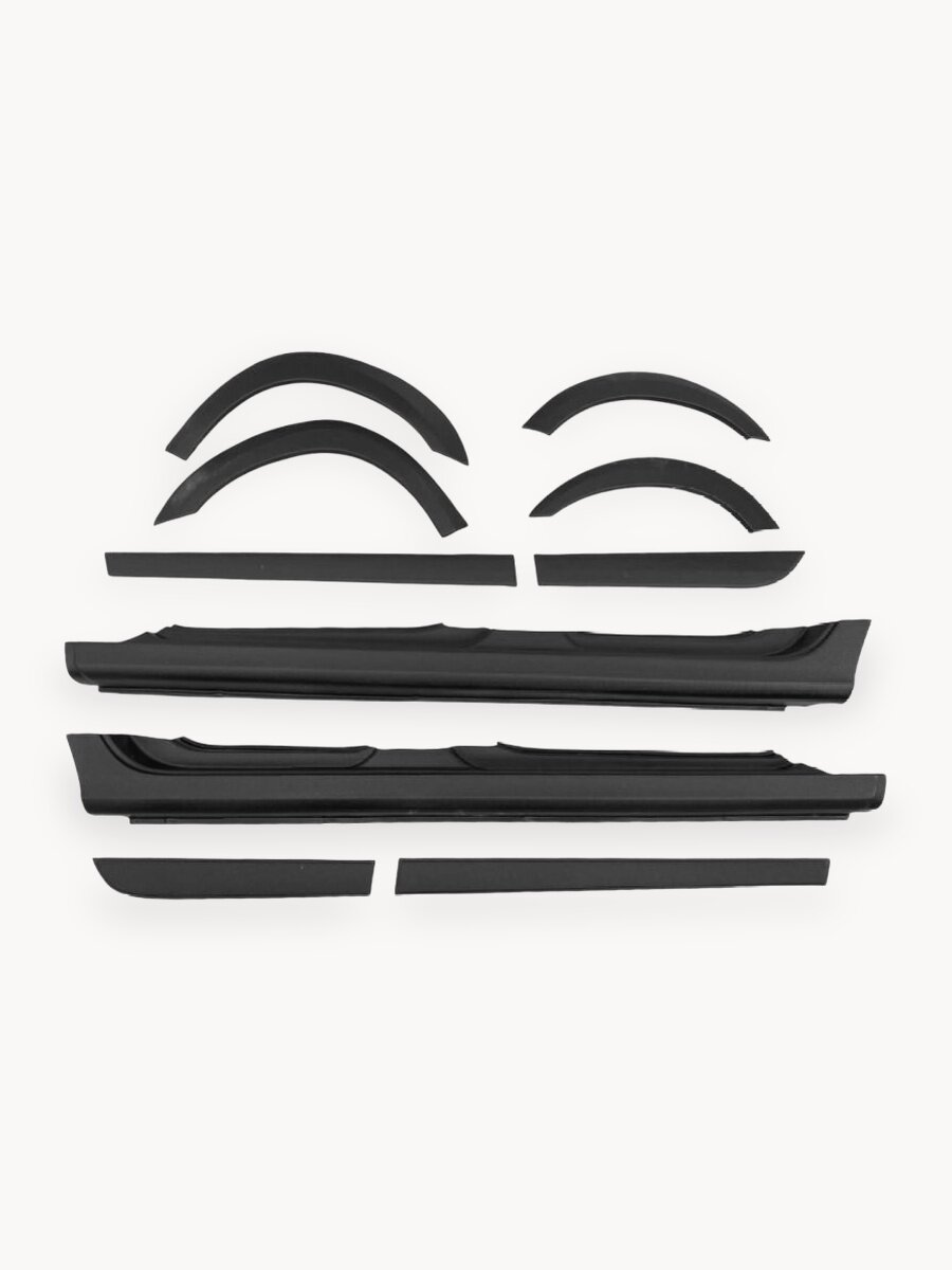 Накладки на пороги, двери и колесные арки Лада Калина 1, ABS-пластик, черный