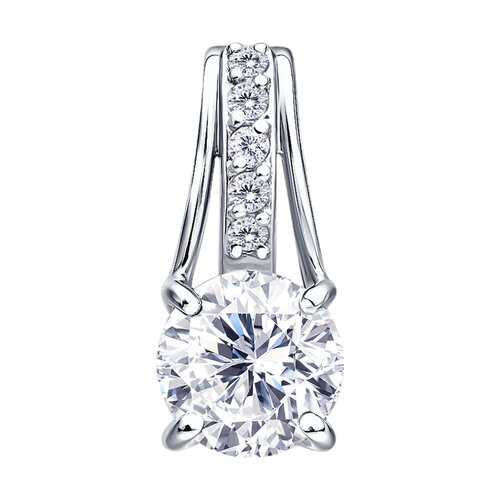 фото Подвеска diamant online, золото, 585 проба, фианит, размер 1.1 см., прозрачный