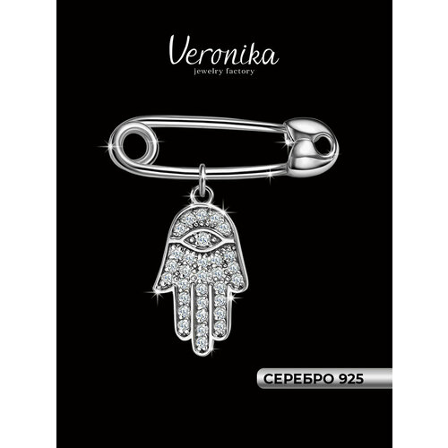 фото Брошь veronika, серебро, 925 проба, родирование, фианит, , сталь