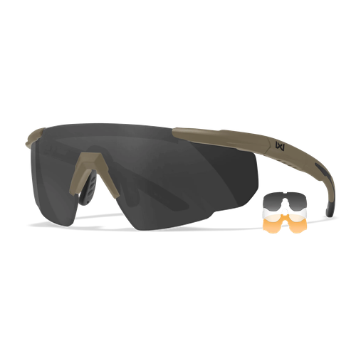 фото Очки защитные wiley x saber advanced, оправа matte tan, 3 линзы smoke grey/clear/light rust, арт. 308t