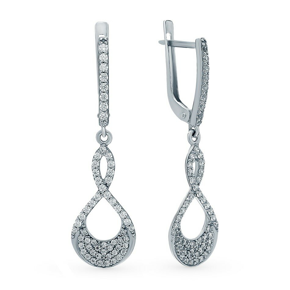 Серьги, серебро, 925 проба, фианит