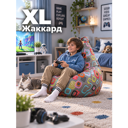 фото Кресло-мешок пуффбери «груша», размер xl маленький, жаккард мумбо