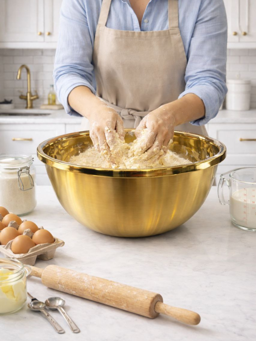 Металлическая золотая миска для выпечки и праздничного стола