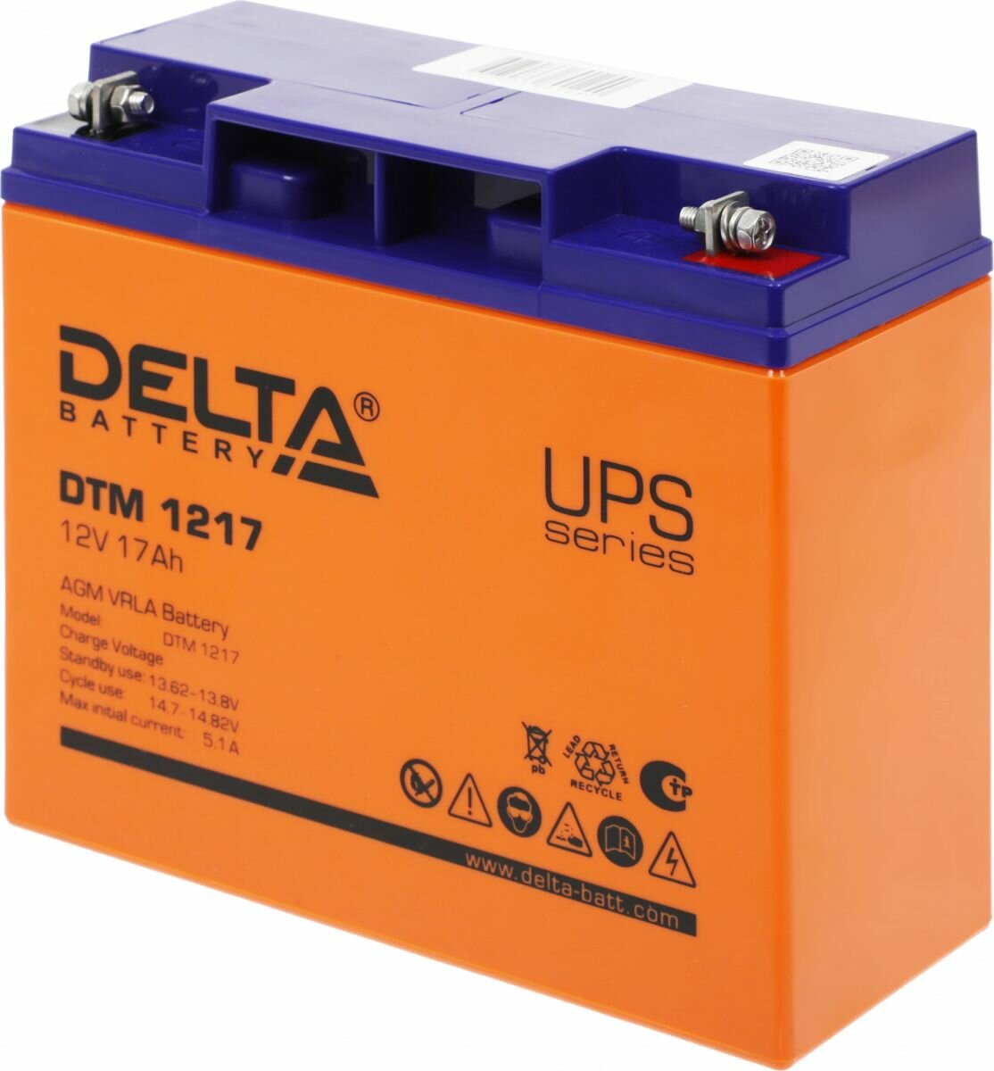 Аккумулятор UPS 12В 17А. ч DTM 1217 Delta 4614010050012