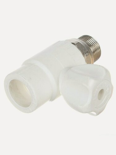 Изображение товара Кран для радиатора прямой РосТурПласт полипропилен d25х3/4" белый, для систем отопления, резьба-пайка, 25 бар