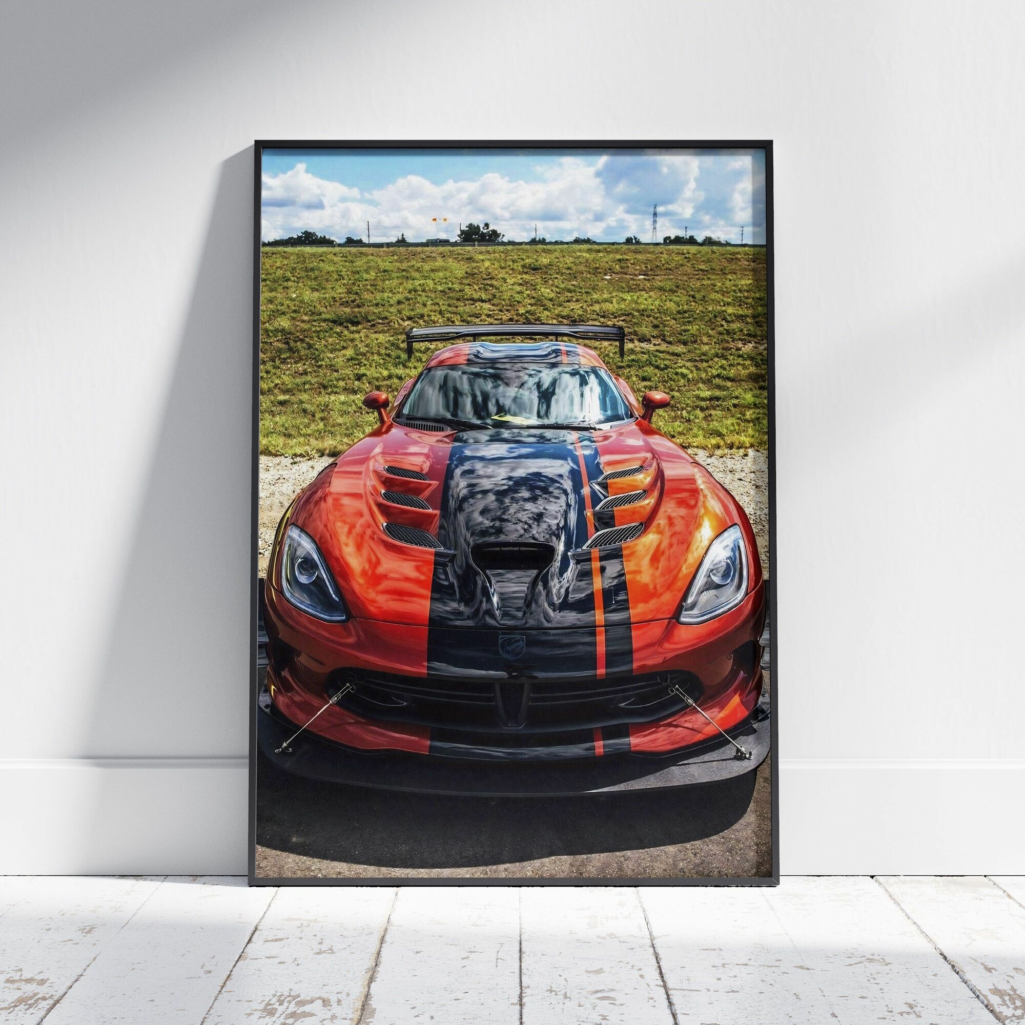 Плакат на стену для интерьера Спорткар (Dodge Viper 9) - Постер по спортивным гоночным машинам автомобилям формата А4 (21x30 см)