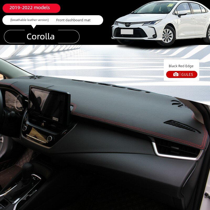 Дышащий UV-защитный коврик для приборной панели Toyota Corolla 2019-2022, переднее окно, красная линия