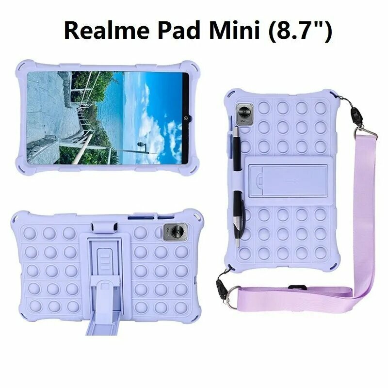 Защитный чехол для Realme Pad Mini (RMP2105) 8,7дюйма / Реалми Пад Мини 8.7", Устойчивый к падениям мягкий силиконовый чехол, фиолетовый