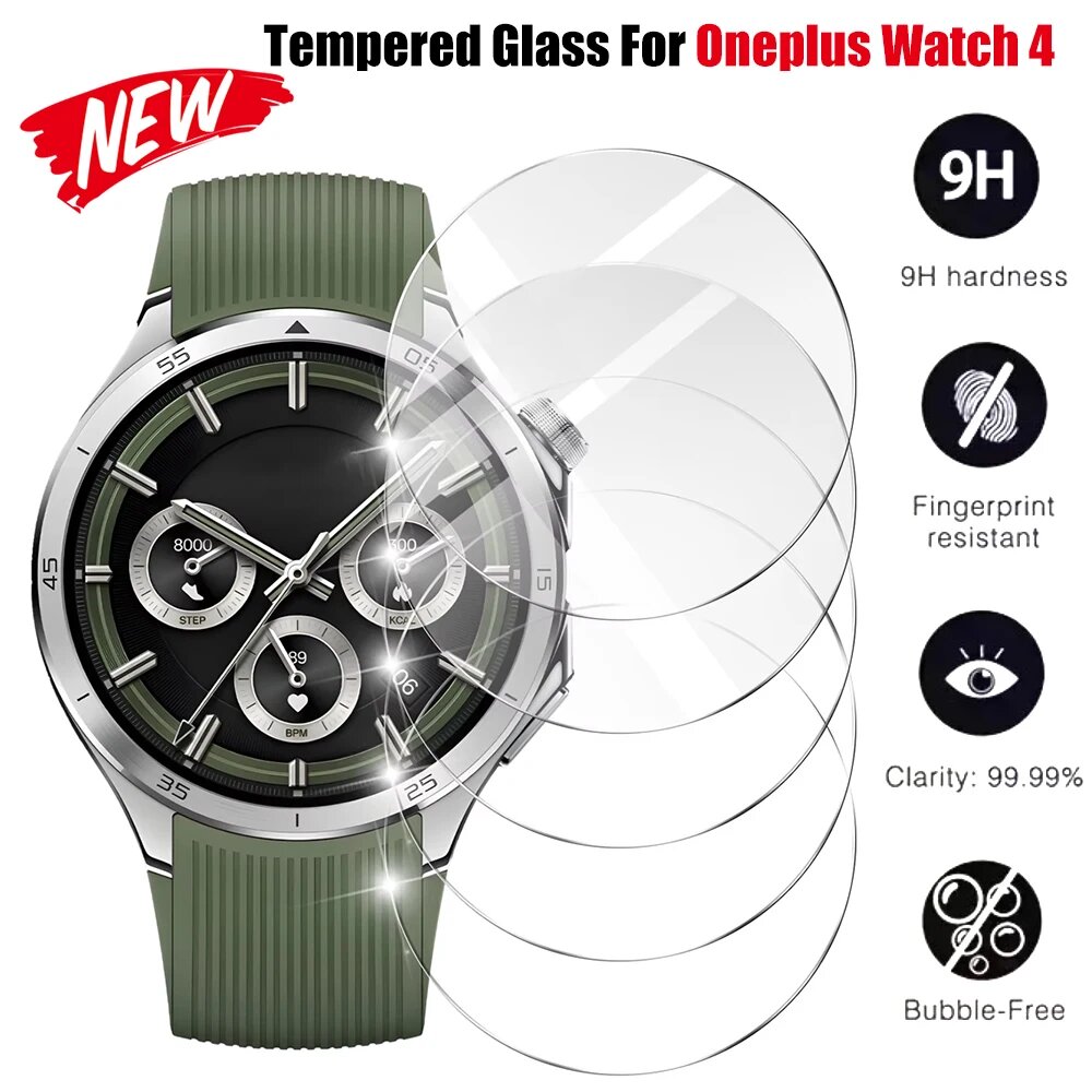 5 шт. защитных пленок из закаленного стекла для OnePlus Watch 4 5Pcs