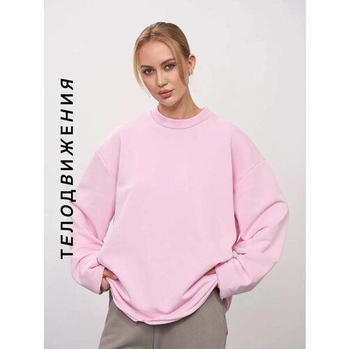 фото Лонгслив телодвижения оверсайз женский из плотной ткани, размер 170-84-90 (42) xs, , светло-розовый