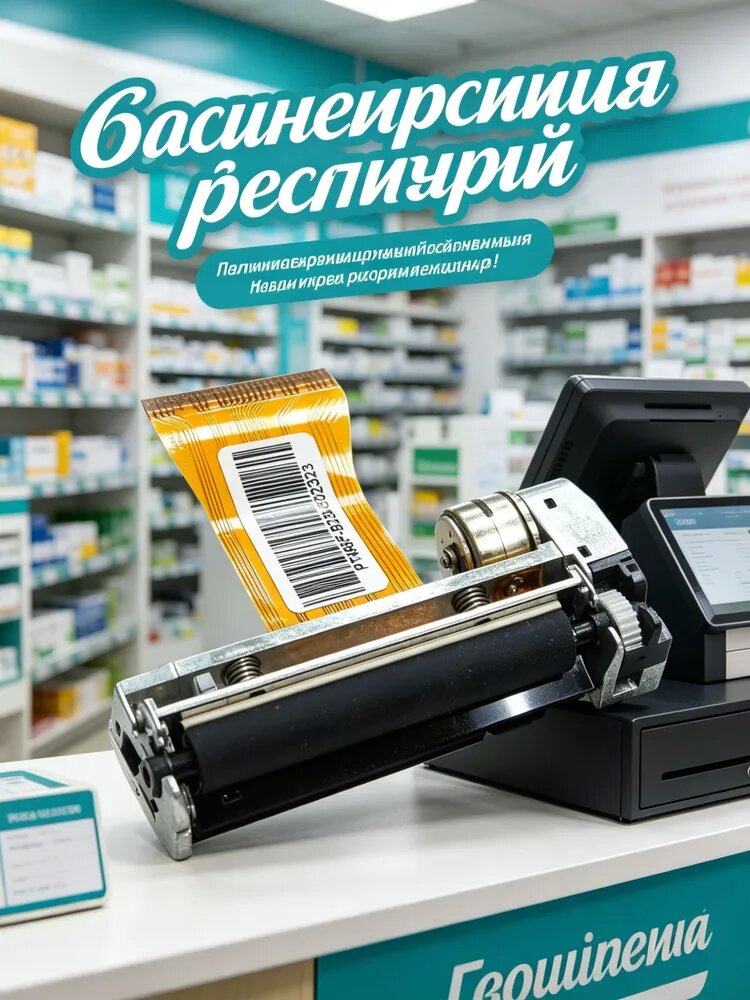 Термопринтер с валом для меркурий 115Ф, 130Ф, 180Ф, 185Ф (печатающий механизм PT486F-B)