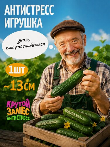 Изображение товара Игрушка антистресс для рук Крутой замес 1TOY огурец, тянучка, жмякалка, 13 см