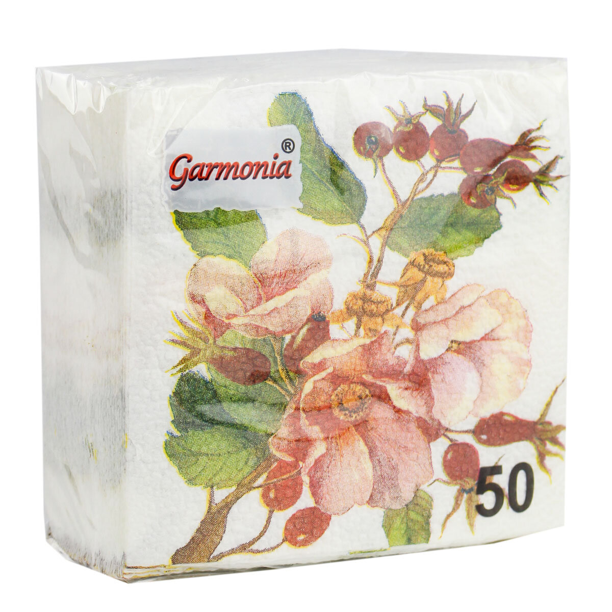Салфетки бумажные Шиповник, 24*24 см, 50 шт.