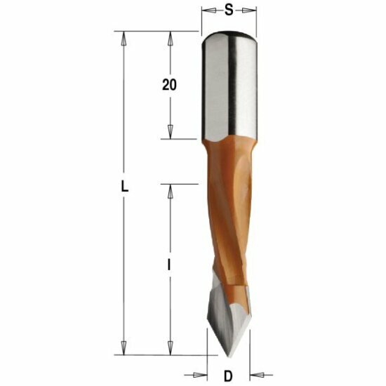 Сверло для присадочного станка Cmt HW 7x40x70 Z=2 S=10x20 LH, 375.070.12