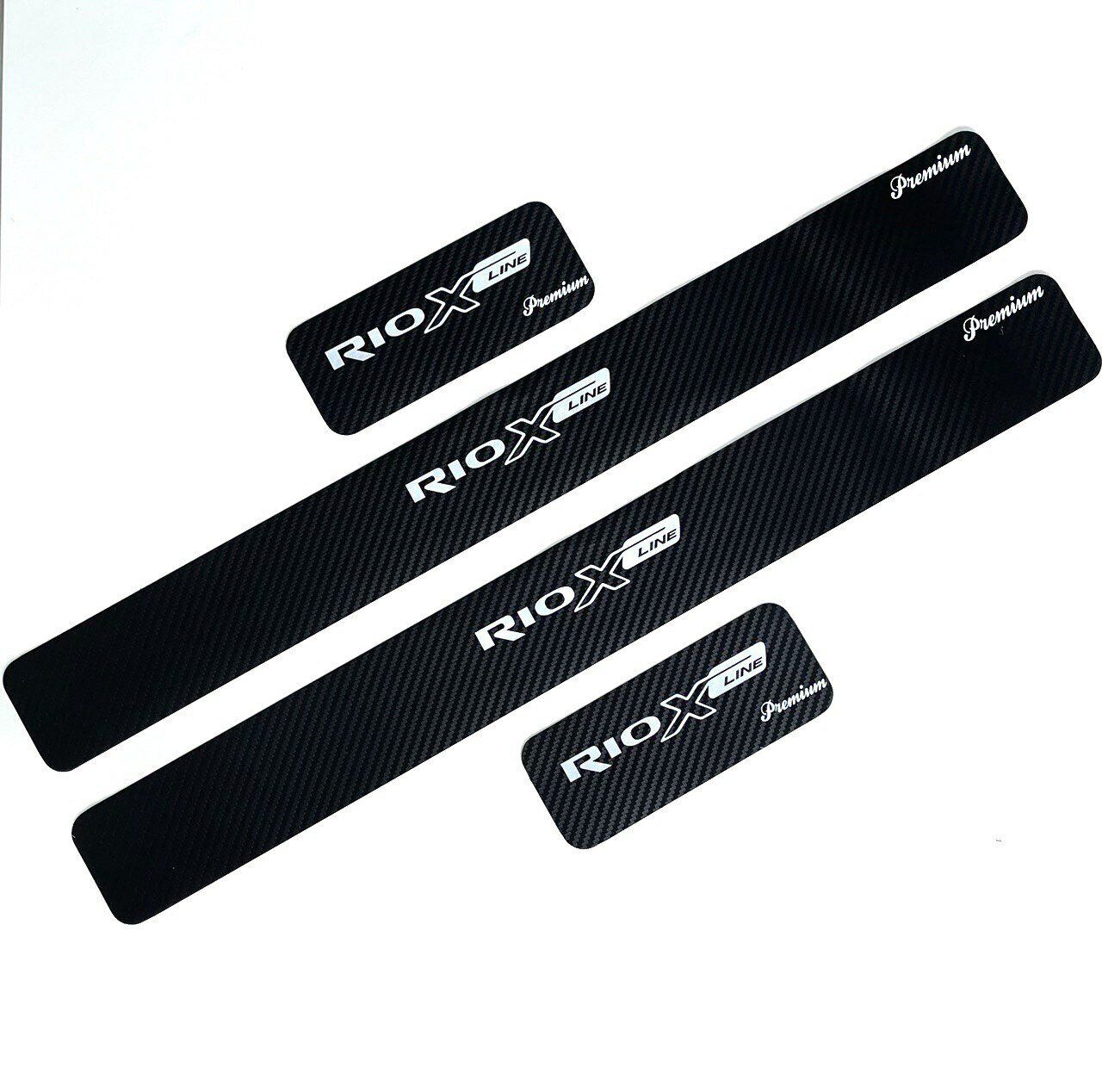 Защитные наклейки на пороги / защитные накладки на пороги KIA RIO X-LINE (черный цвет)