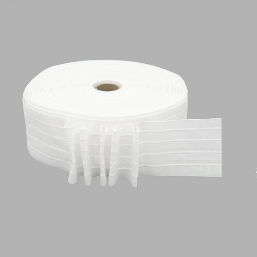 607 Тесьма шторная 12 Параллельная складка 2 ряда петель 4 шнура 60мм50м белая 1009₽