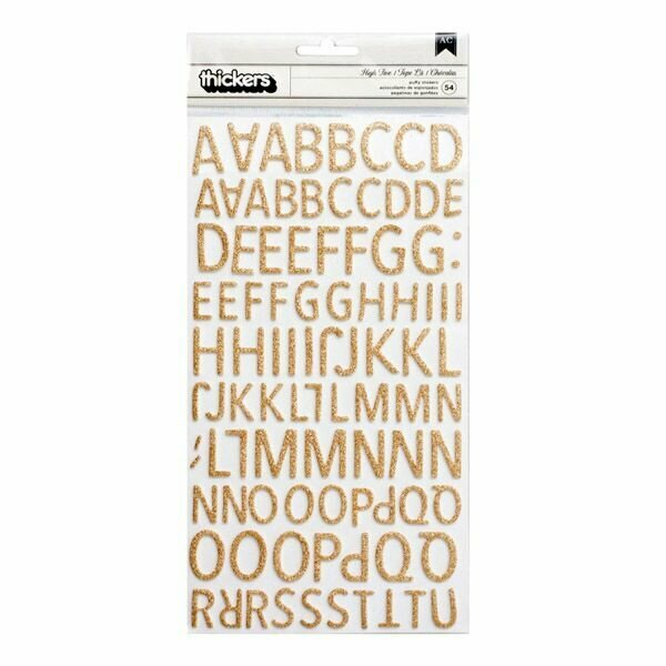 Набор puff-стикеров Алфавит-глиттер Gold, размер упаковки 28х15, 2 листа, American crafts