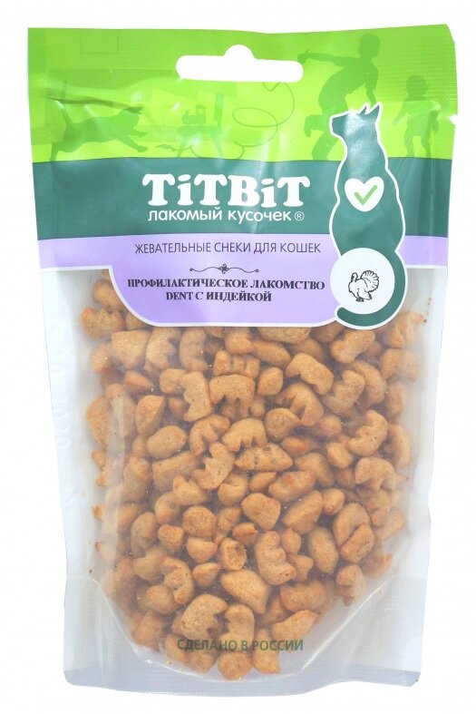 TiTBiT 40г жевательный снек DENT с индейкой для кошек (профилактика) — фото 1