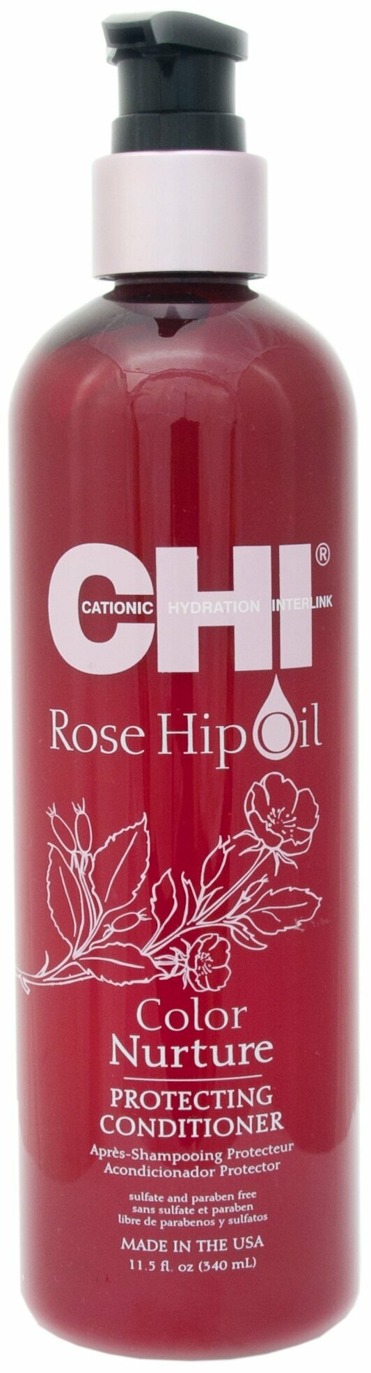 Rose Hip Oil Кондиционер поддержание цвета окрашенных волос с маслом дикой розы и кератином 340 мл