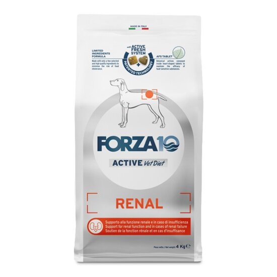Корм сухой FORZA10 Active Renal для взрослых собак всех пород при острой и хронической почечной недостаточности, хронической сердечной недостаточности, 4 кг