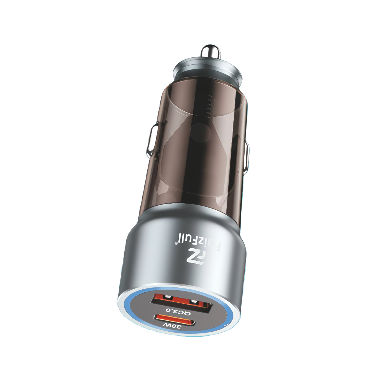 Автомобильное зарядное устройство с быстрой зарядкой PD + QC3.0 / USB-C 30Вт + USB-A 18Вт — фото 1