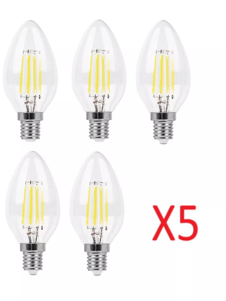 Лампа светодиодная диммируемая FERON LB-166, E14, 7W, 2700K, теплый белый свет, 5 шт