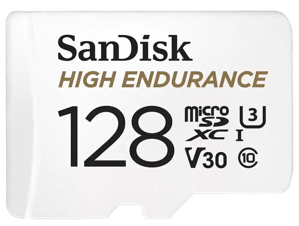 Карта памяти SanDisk MicroSDXC 128 ГБ High Endurance Video Monitoring Card UHS-I U3 V30 (100 Mb/s) Class 10 + SD адаптер — фото 1