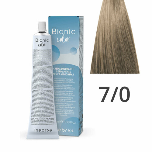 фото Краска для волос профессиональная без аммиака inebrya bionic color 7/0 русый натуральный 100 мл