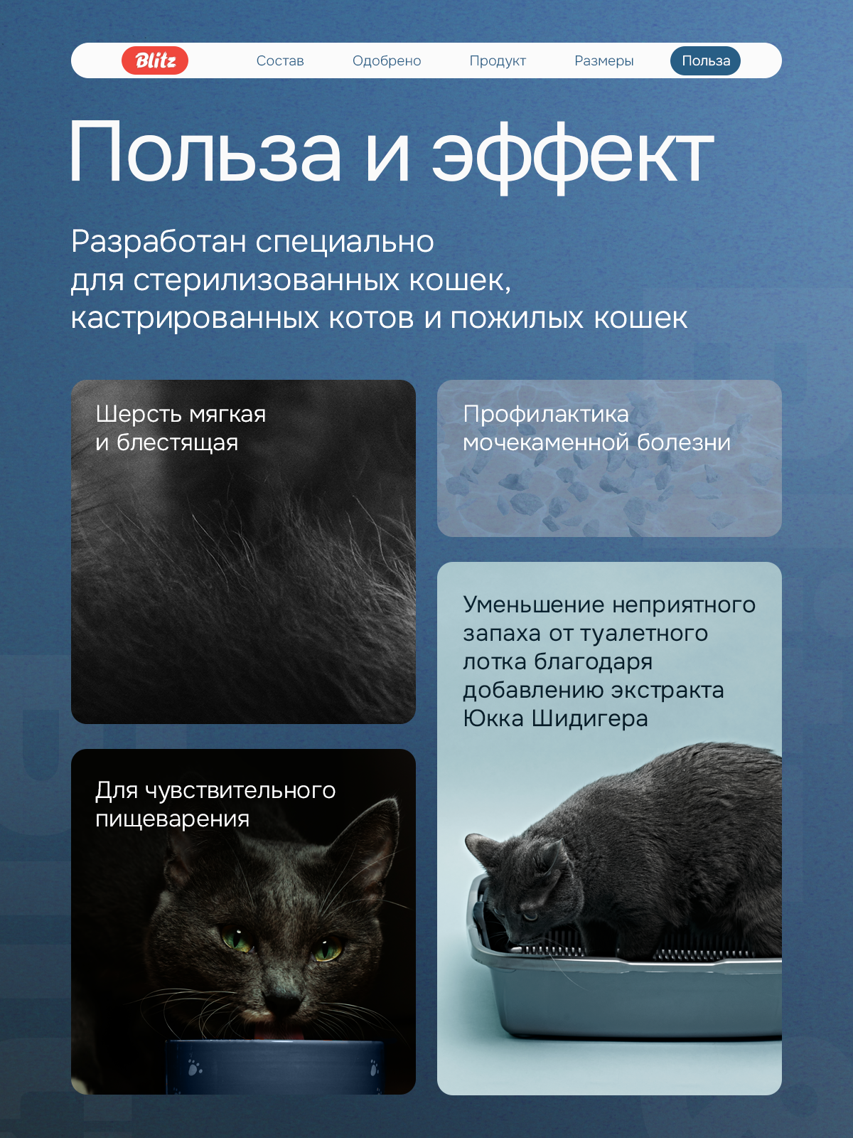 Сухой корм BLITZ STERILISED CATS TURKEY / для стерилизованных кошек с индейкой/ 10 кг — фото 1