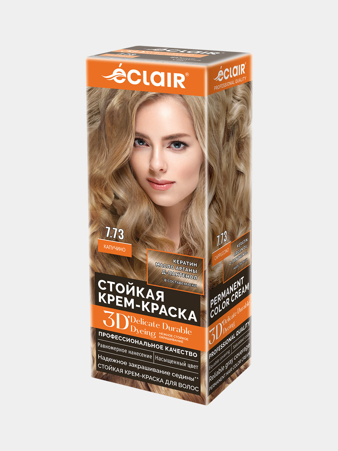 3D-крем-краска Eclair "Капучино", стойкая, с аргоновым маслом, 100 мл