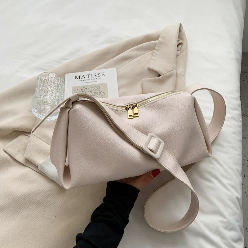 Zhantskaya Plechevaya Sumka Bol'shaya Emkost' Vintazhniy Kazhualniy Stil' Monokhromniy Cvet