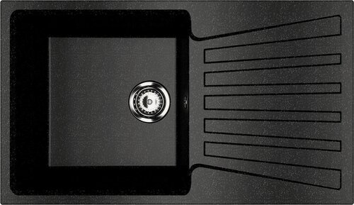 Изображение товара Мойка кухонная Ulgran U-703 -308 прямоугольная, 83x48, мойка для кухни, с крылом, матовая, черная