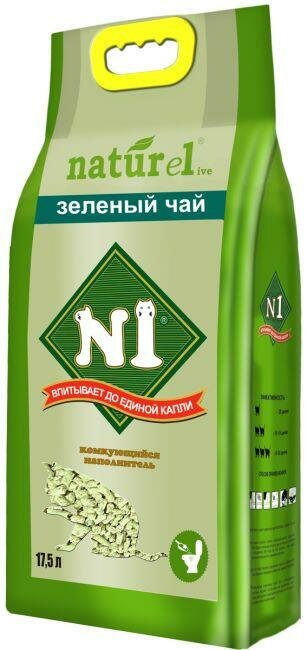  1 наполнитель NATUREL Зеленый чай 17 5 л комкующийся наполнитель для кошачьих туалетов