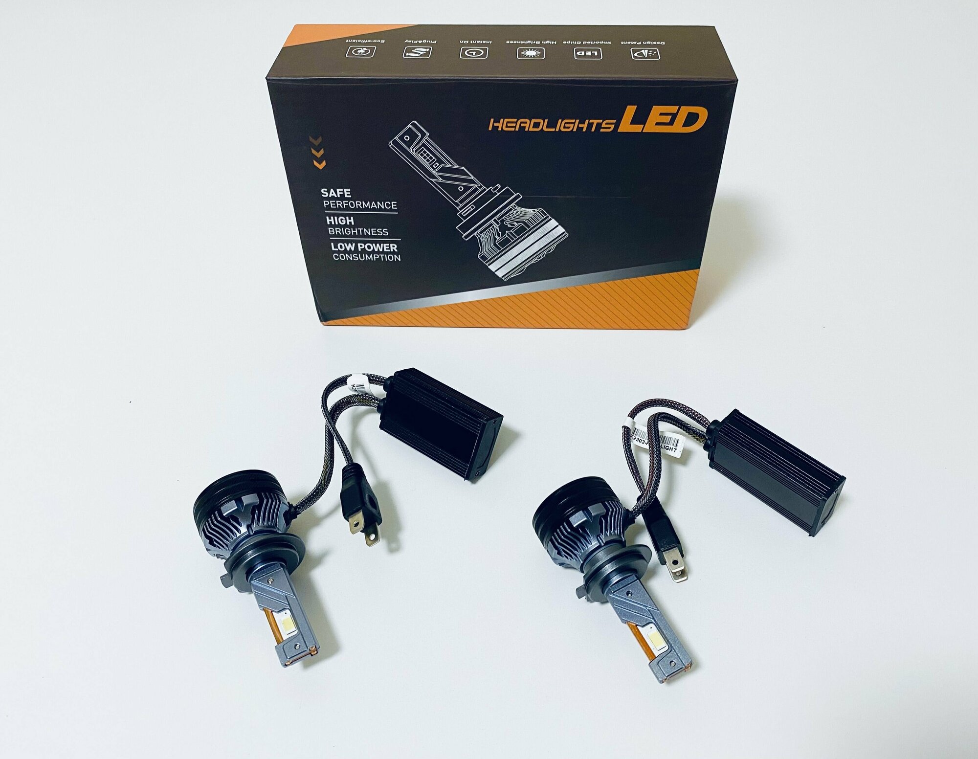 Светодиодные LED лампы Sigma Light K7C White, 12-24В, 160Вт, 5500К, цоколь Н7, комплект 2шт