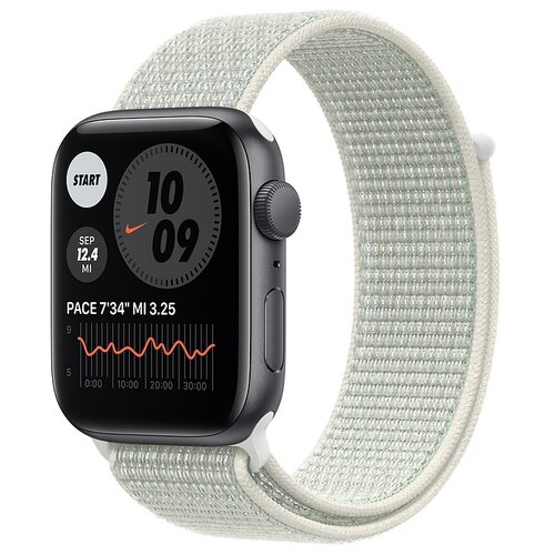 Умные часы Apple Watch SE GPS 44мм Aluminum Case with Nike Sport Loop Aluminium Case, серый космос/антрацитовый/черный Nike sport band