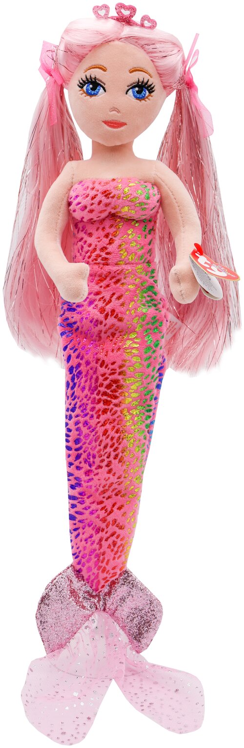 Мягкая игрушка TY русалка Кора, 50 см, розовый