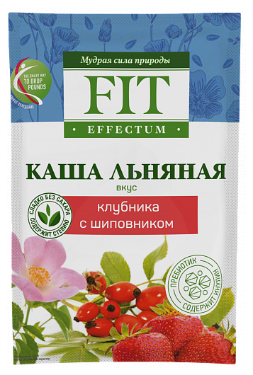 Каша льняная Fit Effectum, вкус Клубника с шиповником, 25 г - фотография № 1